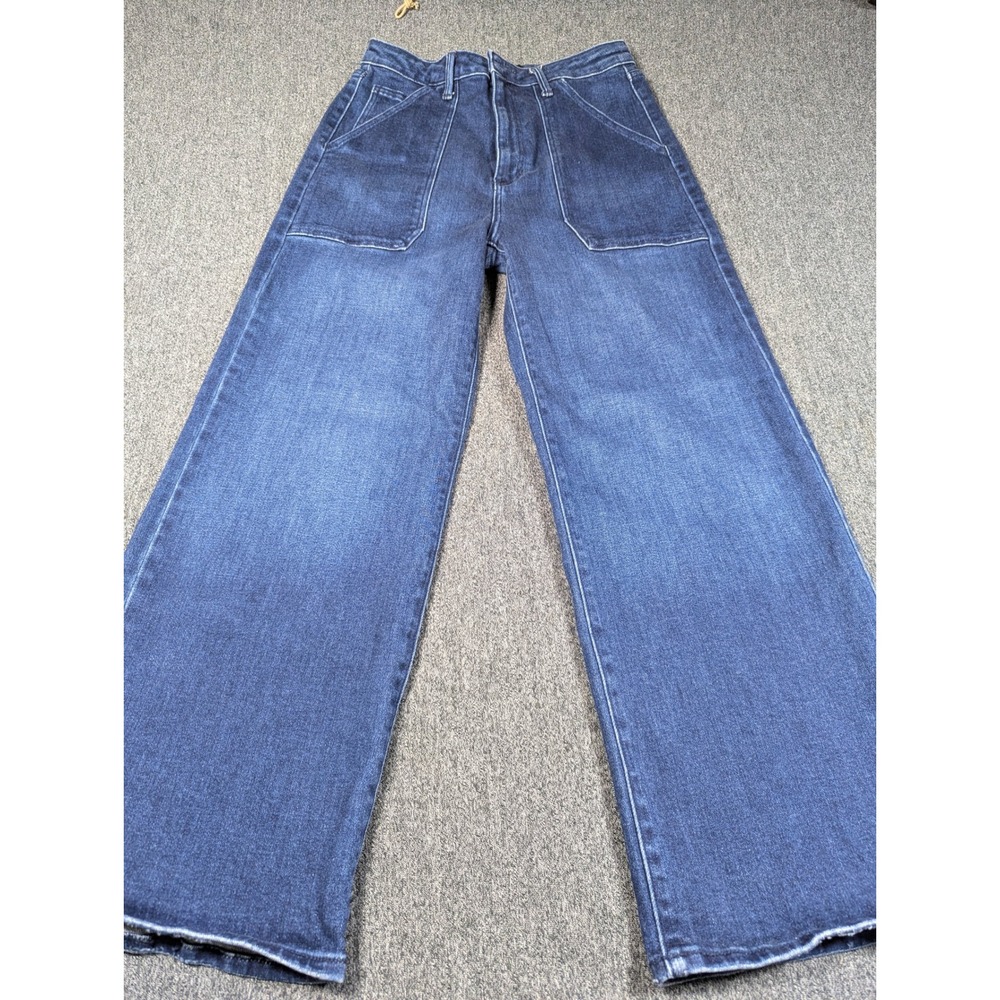 Just Black Denim Wide Leg Patch Pocket Jeans Blue High Rise BP339J Size 30